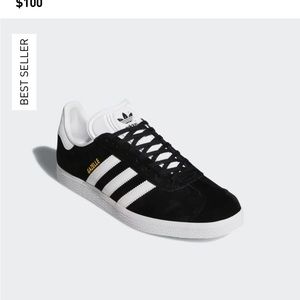 WORN ONCE LIKE NEW - ADIDAS ORIGINALS GAZELLES - core black/white/gold metallic